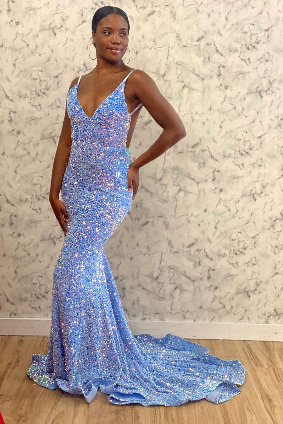 light blue sparkly dress